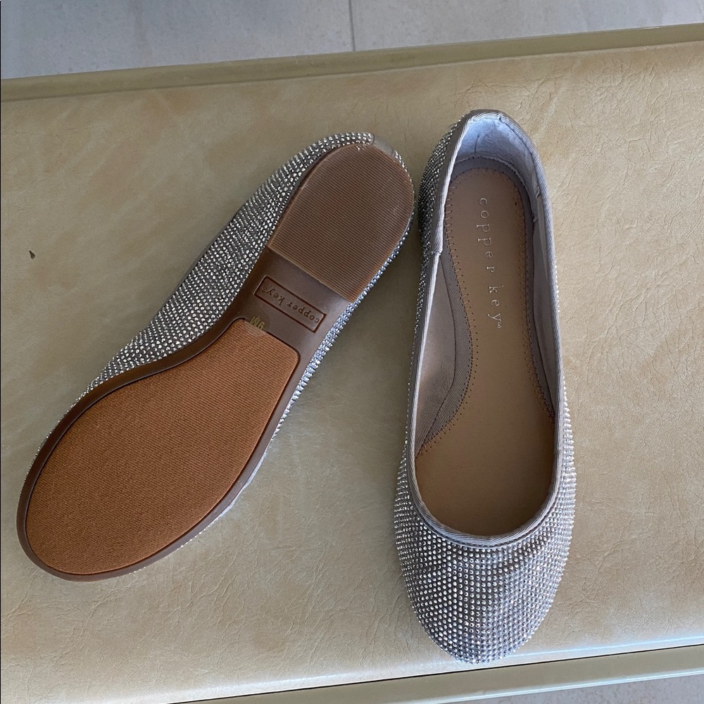 Copper Key Sparkling Silver Flats